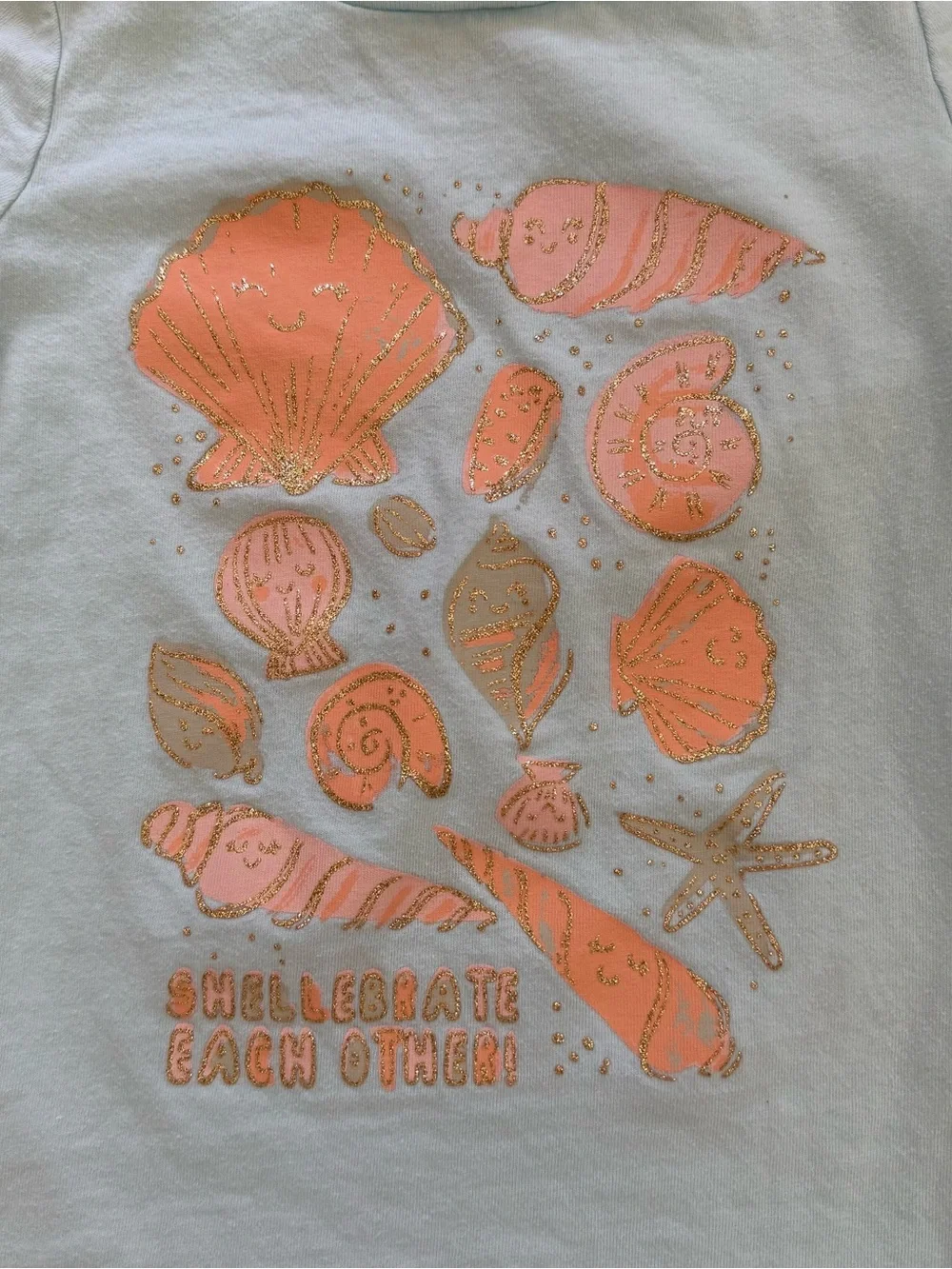 Carter’s Seashell Graphic Tee Girl’s Size 4T Beachy Coastal Pastel Blue Ocean